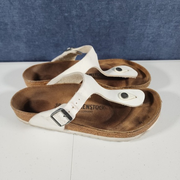 Birkenstock Gizeh Women's Sandals US 7.5 White Pearl Antique Lace Birko-Flor - Picture 8 of 13